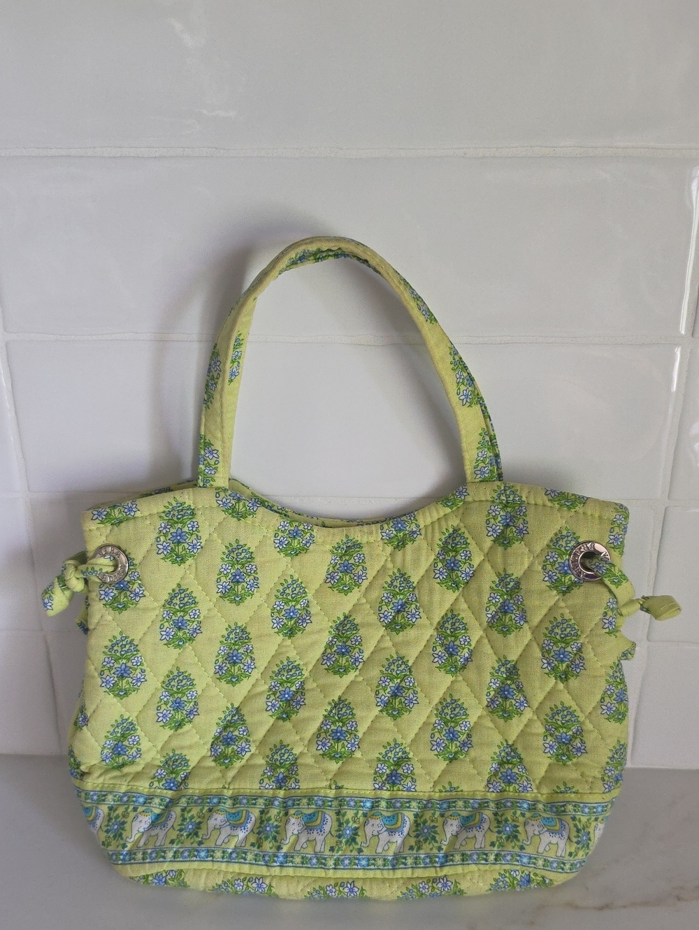 Vintage Vera Bradley Citrus Elephant Mini Tote Bag - Retired 2006 Y2K Pattern